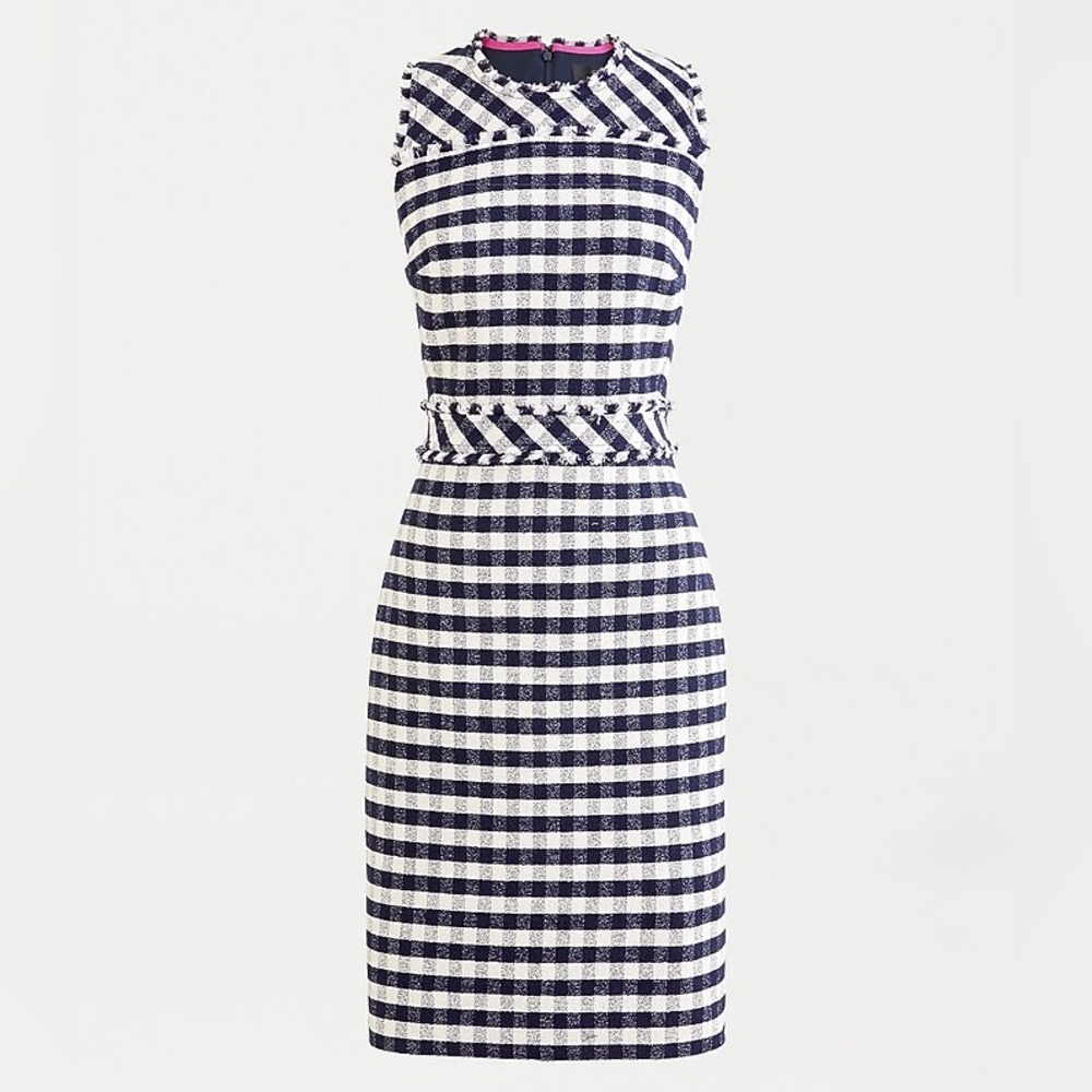 J Crew Sheath Dress in Gingham Tweed size 4 NWT